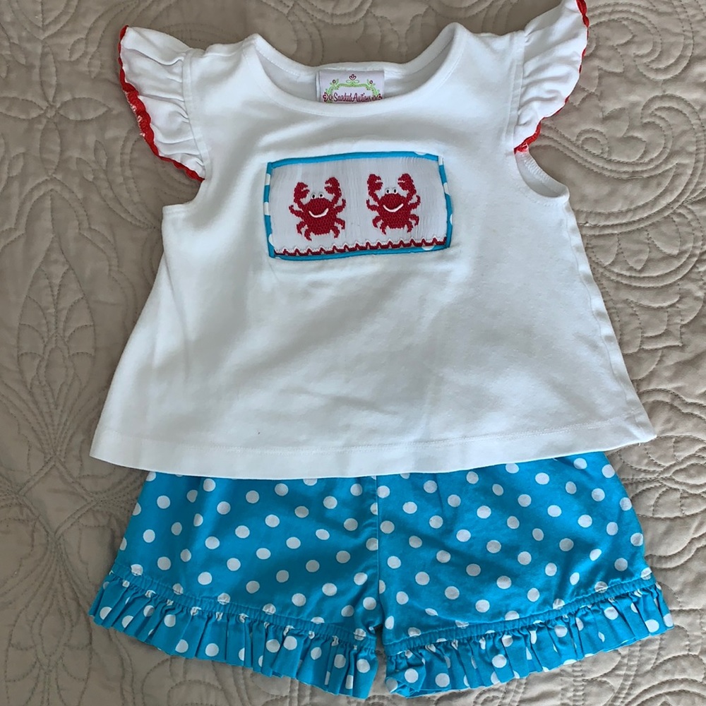 Smocked crab short set